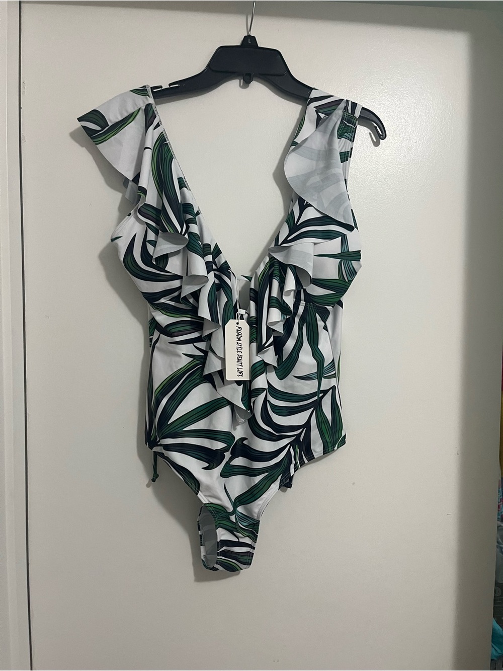 Green Leaf Ruffle One-Piece Swimsuit
